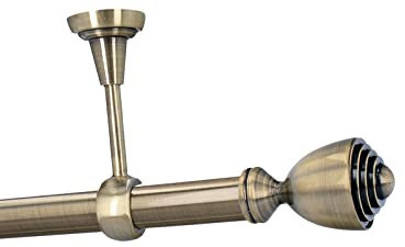 HDTL Gardinenstange Vorhangstange 25mm 1-läufig Deckenmontage Messing Antik 320 cm Aura