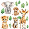 HUBDECO - Wandtattoo Kinderzimmer - Wanddeko - Selbstklebende Folie - Fototapete - Wandsticker - Selbstklebende Tapete - für Mädchen und Jungen - Safari Süße Kleine Tiere Afrika - 60x120cm