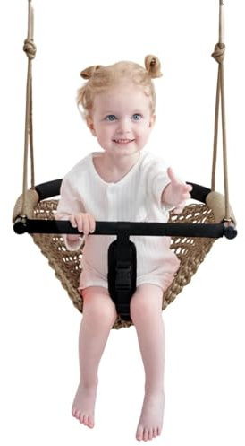 Nets Tribe Balançoire 2 en 1 pour tout-petits, siège à bascule pour enfants, avec cordes réglables, kit de balançoire de jeu de corde robuste pour enfants, intérieur et extérieur, jardin, produit de