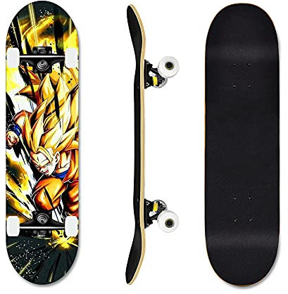 31x8 Zoll Skateboard Anfänger Komplettes Standard-Skateboard, Stunt-Slide für Erwachsene, 7-lagiges Ahornholz, Dual-Kick-Skateboard für Jungen
