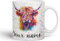 Vixar Personalised Mug with Your Text Name Highland Scottish Cow Farm Animals Watercolour Art Coloured Ceramic Mug Cup Gift 330ml 11oz Custom Work Office Tea Coffee HC4 (White)