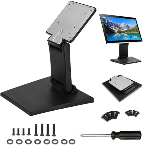 Monitor Stand, Adjustable Folding Metal LCD TV Desk Stand with VESA Hole14-27 Inch for Flat LED Monitor Screen/Industrial Control/Touch Monitors/Ktv Vod System/Cash Registers