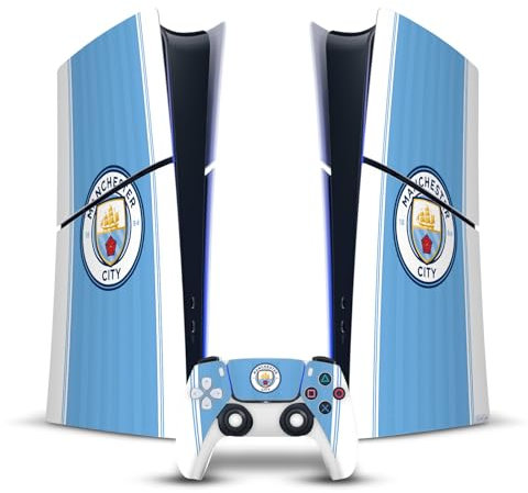 Head Case Designs Offizielle Manchester City Man City FC Home 2023/24 Bausatz Vinyl Haut Gaming Aufkleber kompatibel mit Sony PlayStation 5 PS5 Slim Digital Edition Console & DualSense Controller