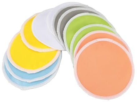 12 Bunte Stilleinlagen mit Wäschesack, Waschbar, Auslaufsicher, Weiche Bambus-Baumwolle, Wiederverwendbar, Still-Brustwarzenpolster für Mutterschaft, Schmerzende Brustwarzen