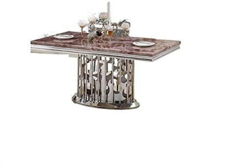 HCZKIUJY Tisch Malaysia Esstisch Set Silber Edelstahl Beine Marmor Esstische Lila Esstisch Set