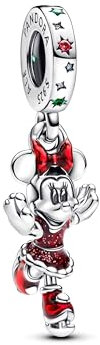 PANDORA Moments Disney Minnie Maus Eislaufen Charm-Anhänger aus Sterling Silber, Kompatibel Moments Armbänder, 793530C01