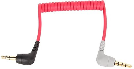 Segrehy 3,5 mm auf 3,5 mm TRRS-Spiralkabel, Stecker auf Stecker, rechtwinklig, Mikrofon-Patchkabel für RODE SC7, MOVO, Pixel, Android, verlustfreier Sound