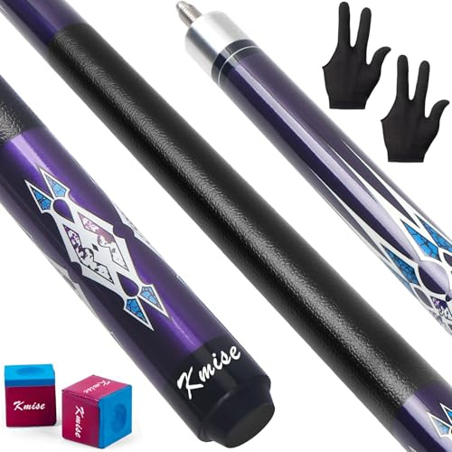Kmise Juego de 5 Palos de Billar de 58 Pulgadas y 20 onzas, Palo de Billar de Arce Canadiense, Taco de Billar Profesional para Bar, casa, Mesa de Billar, Deportes, Color Morado.