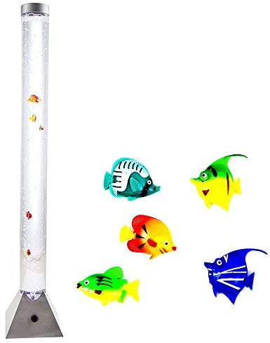 GLOBO LED Wassersäule Steh Leuchte 10 Deko-Fische Wohnraum Beleuchtung Stand Lampe