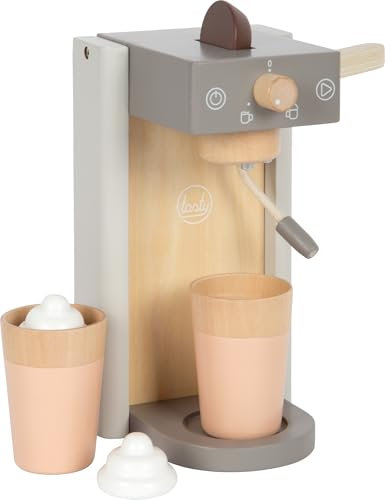 small foot Set Machine à café Gris « Tasty » en Bois, avec Capsules à café et Mousse de Lait, dès 3 Ans, 12680