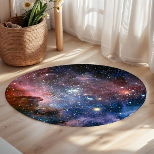 goodbath Runder rutschfester superweicher Teppich für Schlafzimmer, Wohnzimmer, Spielzimmer, Stuhl für Jungen, Mädchen (120 cm, Stern)