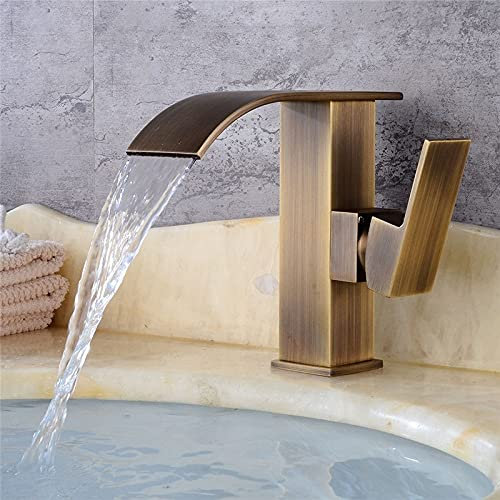 Kronleuchter Waschbecken Wasserhahn, Becken Wasserhahn heißer kaltes Wasserfall Wasserhahn gebürstet/Chromspüle Wasserhahn Badezimmer Deck montiertes Spüle Wasserhahn Toilette (Farbe: Schwarzöl kurz)