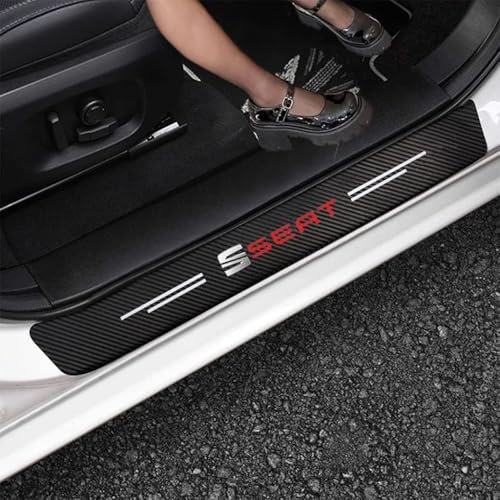 YINTMI 4 Stück Autotürschwellenschutz für Sitz, Kohlefaser-Trittplatten, Willkommenspedal, rutschfestes Auto-Styling-Dekorations-Zubehör (A)