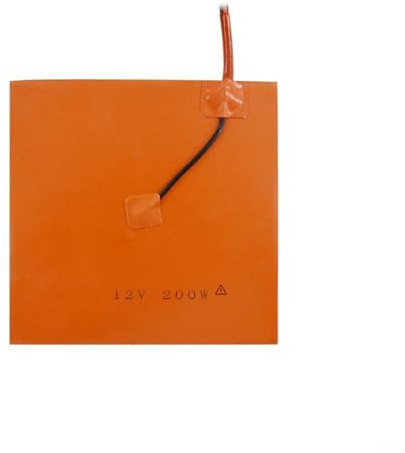 3D Drucker Silikon Heizkissen Silikon Heizkissen für 3D Drucker 200x200mm 12V 200W Heizbett Heizplatte mit doppelseitigem Klebeband Orange