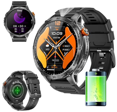 MEIION Zeus 2.0 - Smartwatch für iPhone & Android, Anrufbeantwortung/- tätigung, 24/7 Wellness Tracker, 1,75 AMOLED Bildschirm, 7-10 Tage Akkulaufzeit, mit LED Taschenlampe
