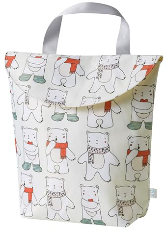 KASESSS Motivo de Oso Polar Bolsa Pañales Bebe, Bolsa Ropa Mojada Piscina, Impermeable Pañaleras para Bebes, Espacio de Doble Altura Bolsas Húmeda Reutilizable con Asa para Viajar Nadar Acampar