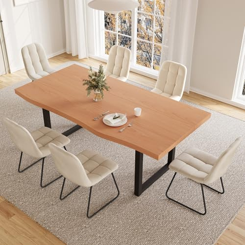 JIEXI Esstisch mit 4 Stühlen, modernes Küchentischset für 4 bis 6 Personen, verstärkter MDF-Holztisch für Esszimmer, Küche, Wohnzimmer, 160 cm