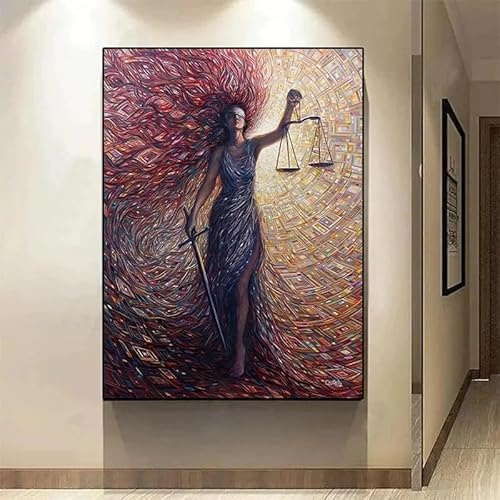 GKUVBF Abstrakte Justitia-Waage, Göttin der Gerechtigkeit, Kunstposter, Leinwandbild, Wandbild, Kunstdrucke, Bilder, Wanddekoration für Zuhause (40x50cm/Rahmenlos)