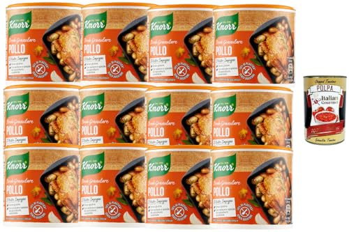 Italian Gourmet – Brodo Granulare Pollo 12×150 g | Hühnerbrühe Granulat, glutenfrei, ergiebige Suppenbasis für Fleisch, Saucen, Risotto & Gemüse + Italian Gourmet Polpa