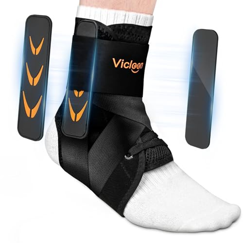 Vicloon Sprunggelenkbandage, Einstellbares Bandage Fußgelenk, verschiedenen Größen, Höchster Komfort und optimale Stabilität für Aktive Bewegung, Rechte und Linke Fußgelenk - M