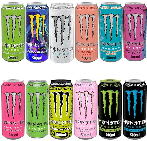 Monster Energy Zero Sugar Energy Drink - Mixed Flavours Variety Pack of 12 x 500ml Cans | Sugar Free - High Caffeine Performance Drink