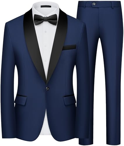 Anzug Herren Smoking Slim Fit 2-teilig Schalkragen Modern Sakko Hose Tuxedo | Passgenauer moderner 2-teiliger Festanzug mit Sakko und Anzughose, ideal für Hochzeitsgäste, Feiern und Abendveranstaltungen