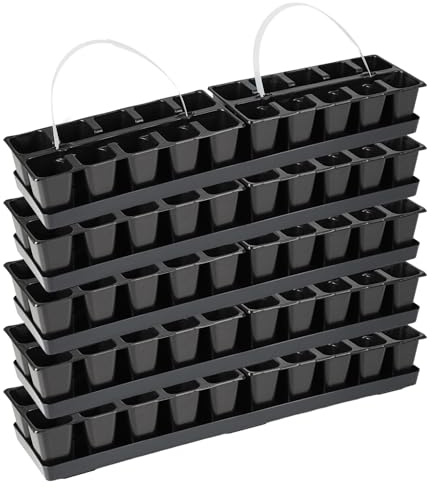 Pullmer Zimmergewächshaus Anzuchtset für die Fensterbank, Anzuchtschale Set für Kräuter, Gemüse & Blumen, Anzuchtplatte, Anzuchttöpfe mit Untersetzer_PULL60(IP600+Multitopfplatte 56/10; 5 Pack)