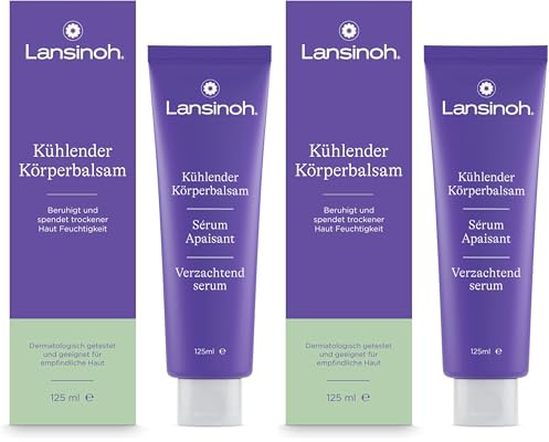 Lansinoh Kühlender Körperbalsam - kühlt und beruhigt spannende & trockene Haut - auf Mentholbasis für sofortigen Kühleffekt - ideal für zu Juckreiz neigender Haut - 125 ml (Packung mit 2)