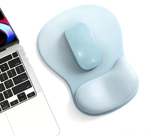 Ergonomisches Mauspad mit Gelkissen,Mousepad mit Handauflage,Rutschfester Basis Mausmatte mit Handgelenkpolster Handauflage für Computer Laptop (Bucht Blau)