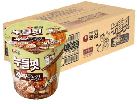 Nongshim Noodle Fit Jjapaguri Flavour Instant Cup Glass Noodle, 41.5g, Pack of 8