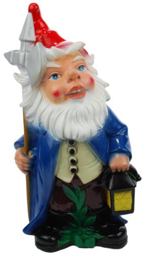 Gartenzwerg als Nachtwächter mit Laterne und Hellebarde, ca. 45 cm hoch