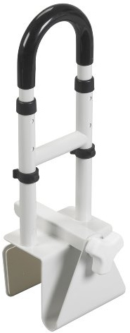 Drive Medical Adjustable Bathtub Grab Bar & Bathtub Safety Rail - Easy Clamp-On Installation - Durable Powder-Coated Steel Construction - Adjustable Height 14” to 17” - Scratch Proof Non-Slip Pads