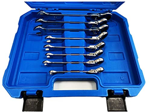 Toolzone 8 Pc Flexi Head Socket/AF Open End Spanner Set in Blown Case SP153