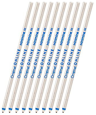 Online Ballpoint refill international standard D1, 10 pieces, writing colour blue, medium point, replaceable pen refill, documentary proof, water proof