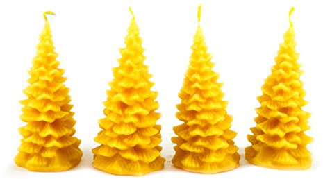 Naturra 100% Bienenwachskerzen-Set Tannenbäume handgegossen (4-teilig)