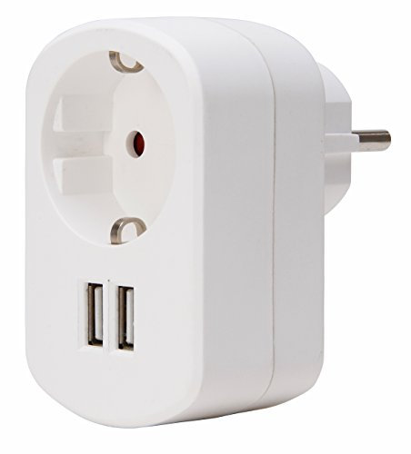Kopp Adapter mit 2-Fach USB Max. 3A und Steckdose, 1 Stück, 473104018