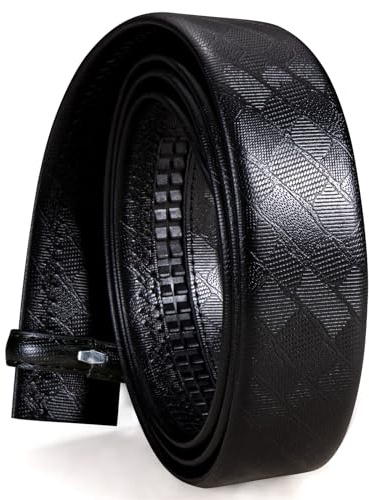 Barry.Wang Mens Ratchet Belt Genuine Leather Belts 1 3/8 Automatic Buckle Carnival Dress Casual,Trim To Fit