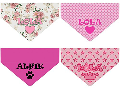 Hundehalstuch, Rosa, verschieden Designs, lässt sich am Hundehalsband befestigen oder um den Hals binden, personalisierbar, Dreieckstuch für Haustiere