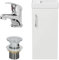 AURORA® 400mm Bathroom Vanity Unit Ceramic Wash Sink Floorstanding Storage Cabinet Reversible Soft Close Cupboard & Essentials Basin Mixer Tap & Waste Set, White Gloss