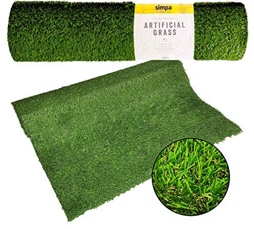 HENSITA simpa 1 x Quality Non Fade Artificial Grass Pile Roll - 4m x 1m / 13ft x 3.3ft - 22mm Pile Height - Astro Turf Fake Lawn - Tested Extreme Weather Conditions.