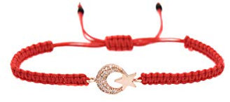 Remi Bijou Elegante Armband Armkette - Halbmond mit Stern, Ay Yildiz - verstellbare Länge, rot (Rosegold)