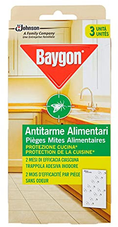 Baygon Anti-Mites - Piège Mites Alimentaires - Jusqu'à 8 Semaines d'Efficacité - 3 Pièges