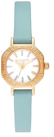 Olivia Burton Analog Quarzuhr für Damen Kollektion Rainbow mit Türkisfarbenes Lederarmband - OB16CC53
