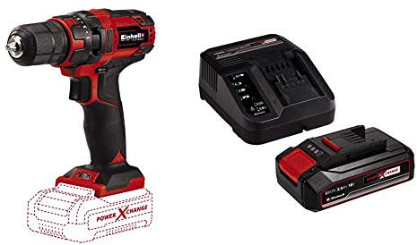 Einhell Perceuse Visseuse sans fil TC-CD 18/35 Li - Solo Power X-Change (Li-ion, 18V, Couple 35, éclairage LED) avec Chargeur et Batterie 2,5Ah