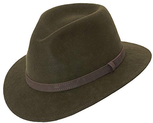 Lodenhut Jagdhut aus 100% Wolle Wollhut Faustmann Outdoorhut Oliv/grün super komfortabel & langlebig Herren Faustmann atmungsaktiver Angelhut (55)
