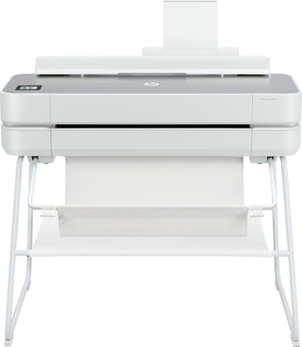 HP DesignJet Studio Steel Großformatdrucker, 24 Zoll, bis zu A1, mobiles Drucken, Wi-Fi, Gigabit Ethernet, Hi-Speed USB 2.0, 1 Jahr Garantie (5HB12C) Weiß, Metall