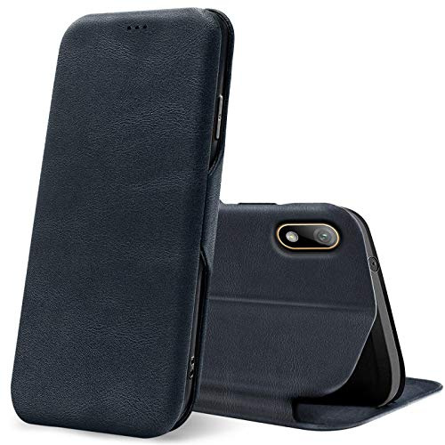 Verco Handyhülle für Huawei Y5 2019, Bookstyle Premium Handy Flip Cover für Y5 2019 Hülle [integr. Magnet] Book Case PU Leder Tasche, Blau