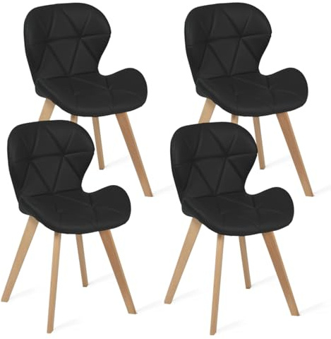 IDMarket - 4er-Set Esszimmerstühle ROBINE aus schwarzem PU