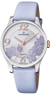 Candino Swiss Damenuhr Analog aus Leder Blau | Quarzwerk, Widerstandsfähiges Saphirglas, Wasserdicht 5 ATM, y C4720/3, Lady