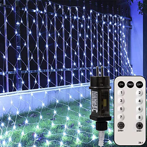 Silingsan LED Lichternetz, 200 LED Lichterkette Netz 3 x 2 m mit Fernbedienung Timer 8 Modi Wasserdicht Energetisch, Dimmbar für Hausgarten Terrasse DIY Weihnachtsfeier Halloween Kaltweiß
